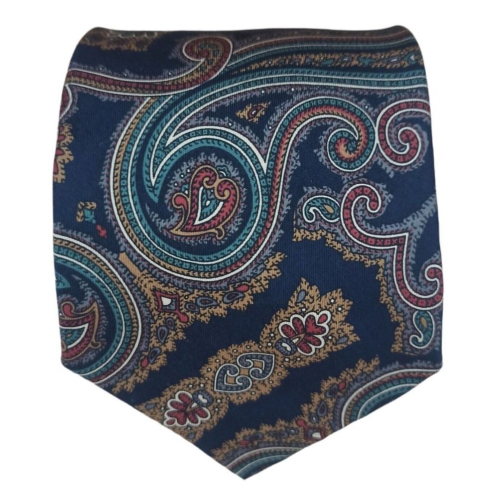 LANCETTI XL Blue Paisley Silk Tie ITALY 62"/ 4" EC
